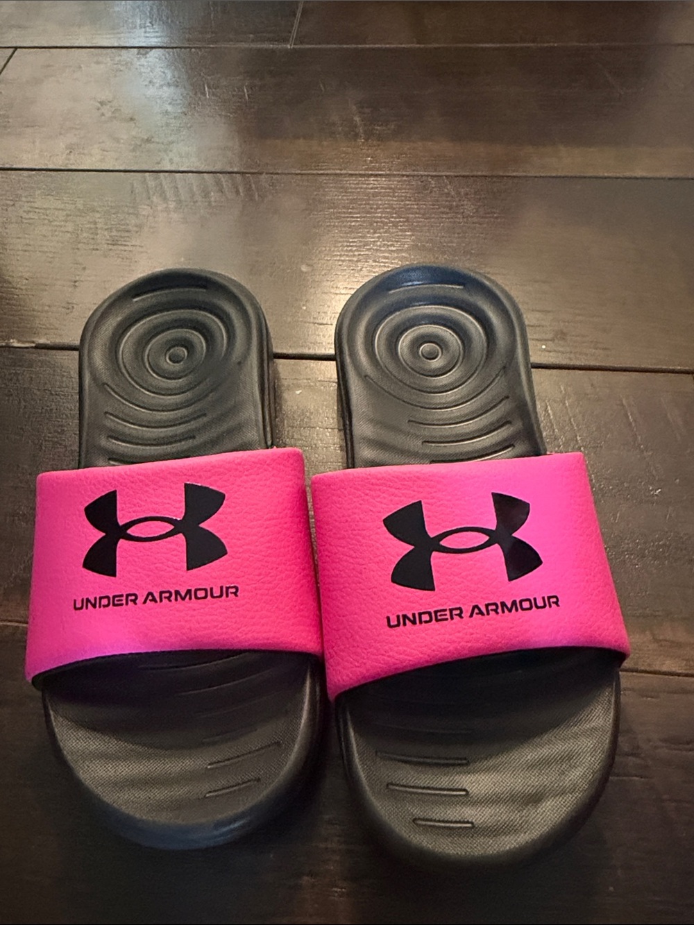 Under Armour Kids Hot Pink and Black Slide Sandals